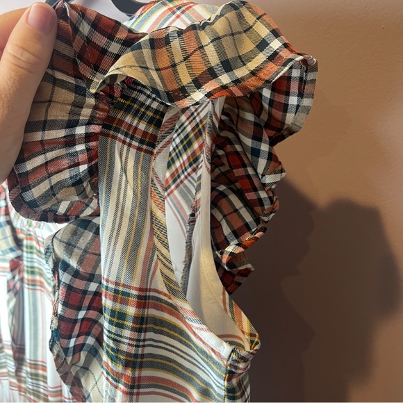 Time and Tru Plaid Ruffle Sleeve Tank Top XL - Picture 6 of 11